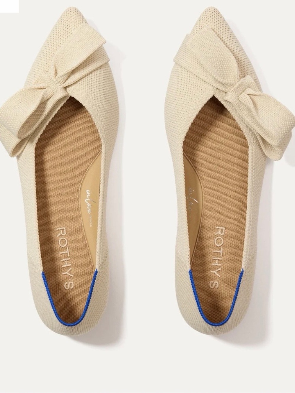 Worn Once- Rothy's Women's Pointed Bow Flat in Cream 9.5